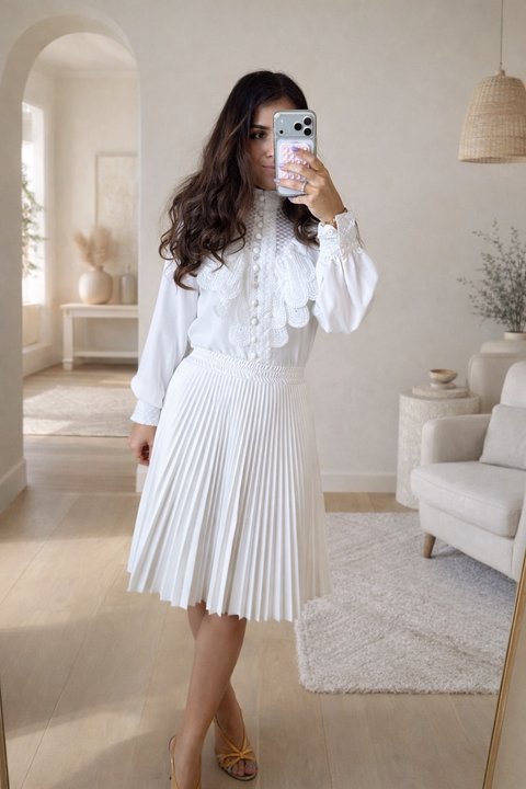 Paris Pleat Skirt - White