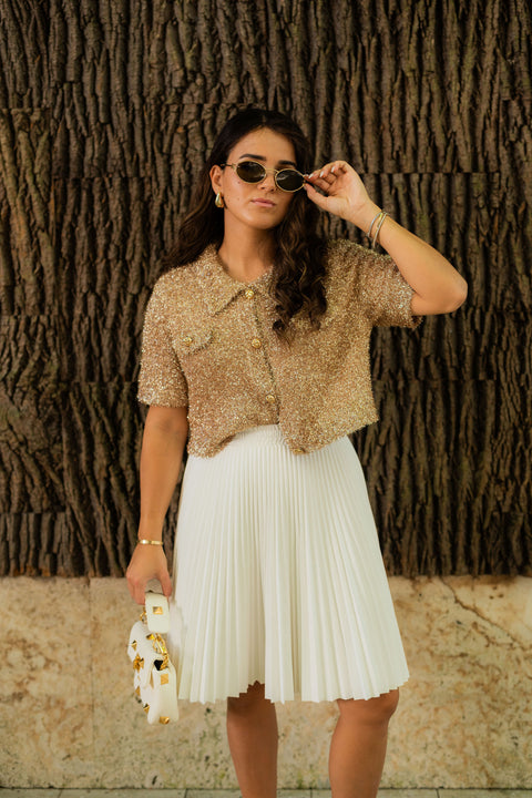 Paris Pleat Skirt - White