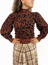 Leopard Puff Sleeve Knit Sweater