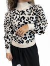 Leopard Puff Sleeve Knit Sweater