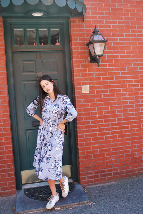 Blue floral dress