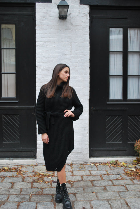 High low knit tie dress