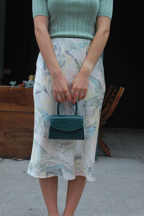 Marble greens slip skirt