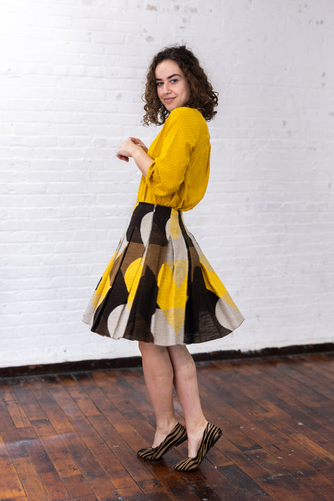 Square Neck Dot shirt In Mustard