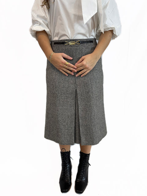 Celine Houndstooth Wool Skirt