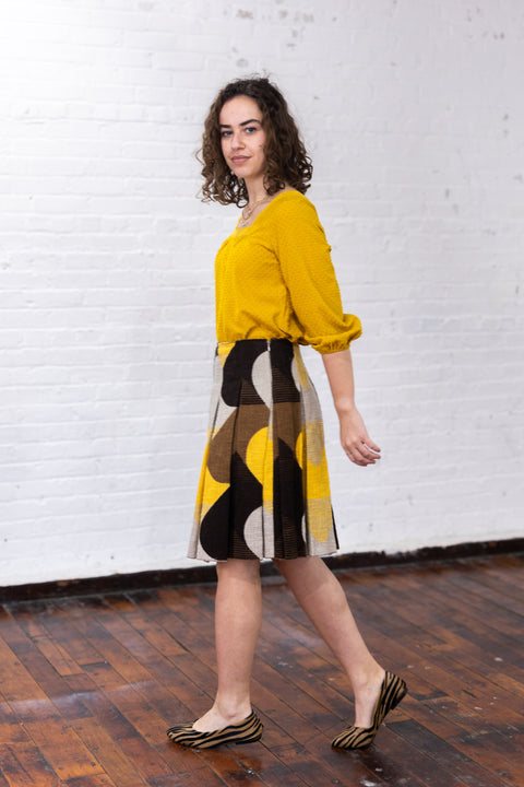 Square Neck Dot shirt In Mustard