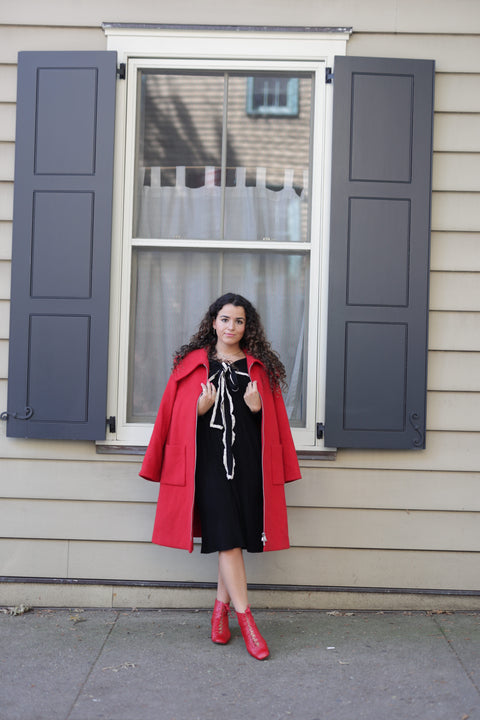 Black knit collar dress