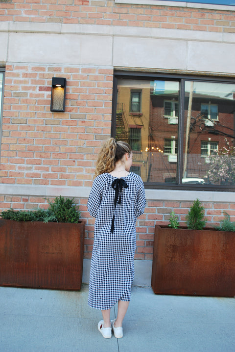 Check tie back dress