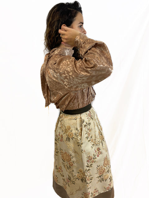 Pleat silky  Bow Blouse