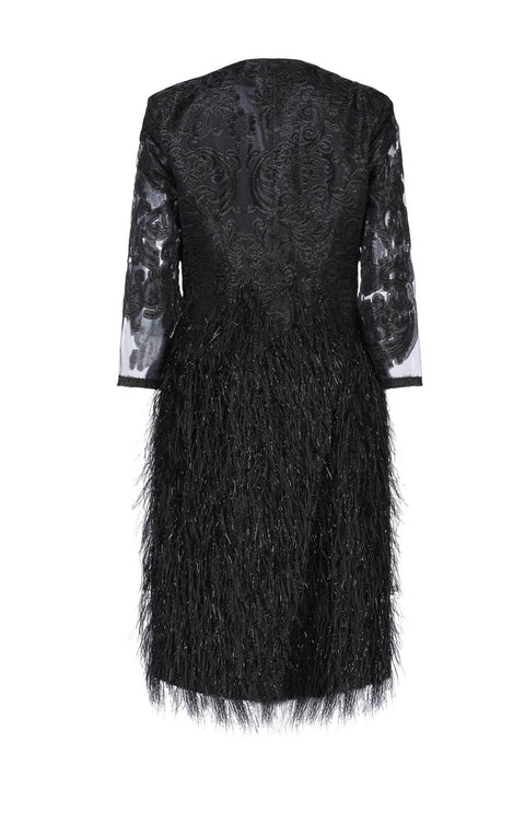 Feather black tie dress