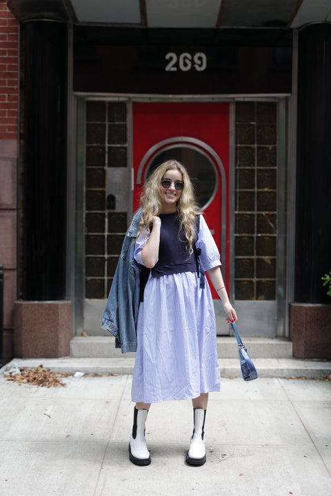 1 piece striped cotton dress