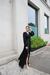 Black silk party gown