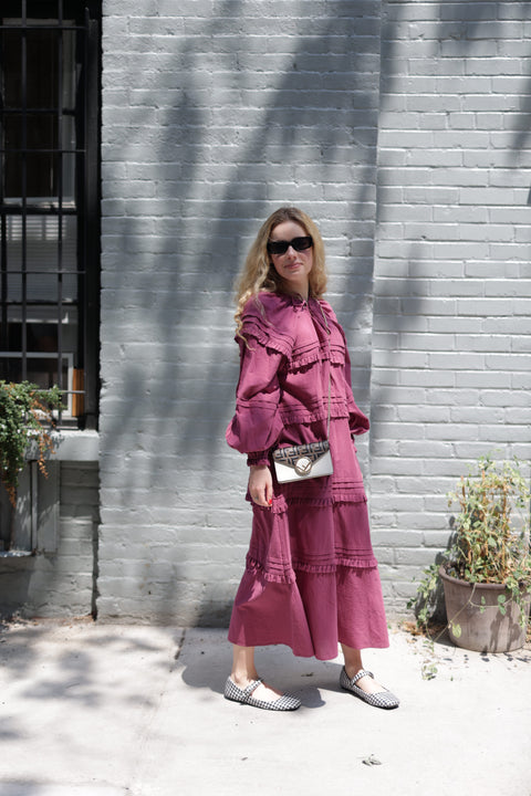 Fall to the T dress in raspberry