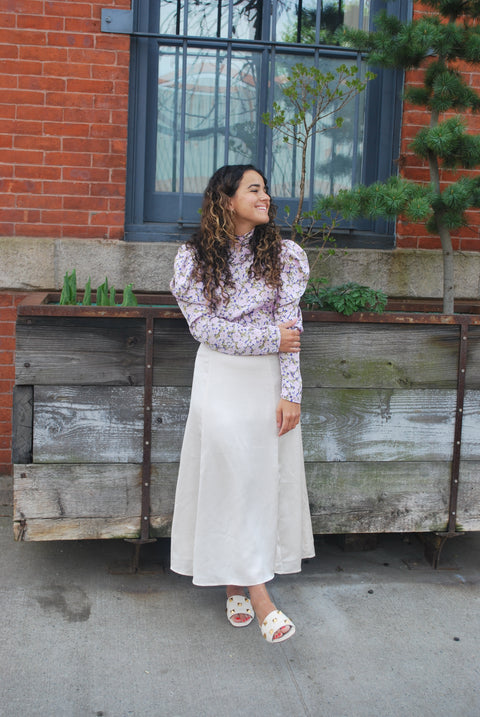 Champagne slit slip skirt