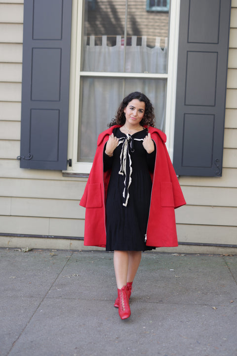 Black knit collar dress