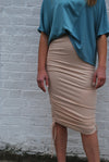 Rouched Ribbed Skirt