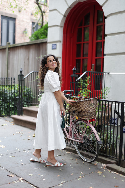 White Poplin Puff Dress