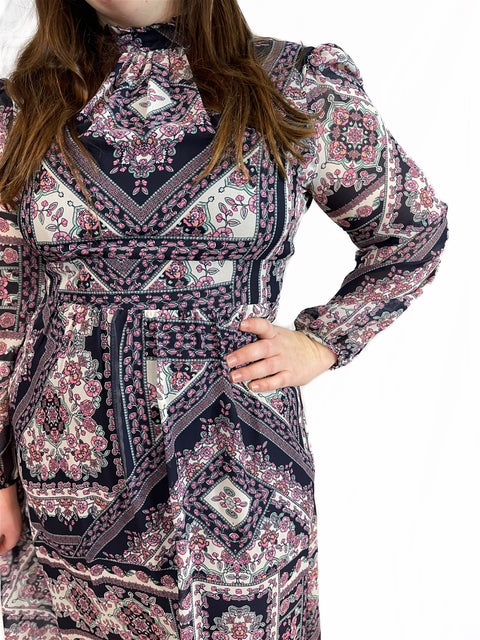 Mock Neck Pattern Dress