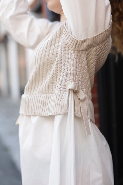 Beige knit vest dress