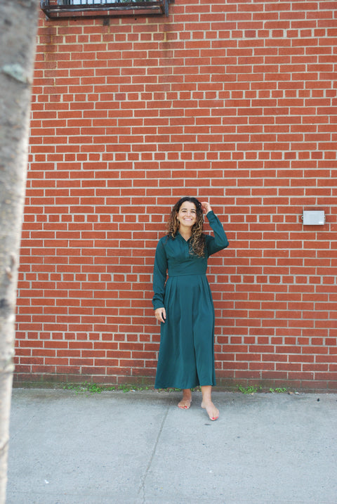 Turquoise pleat top waisted dress