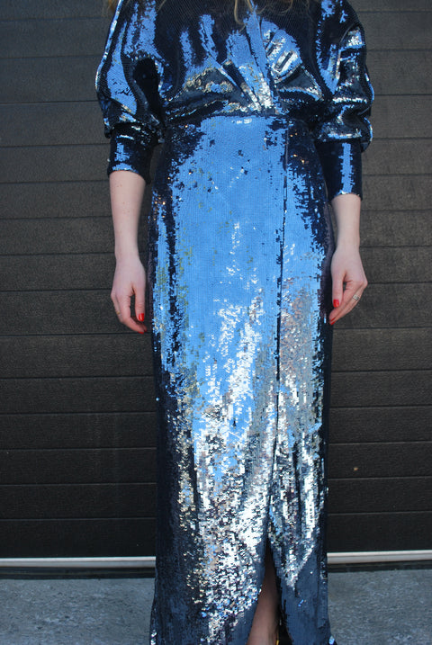 Ice blue silver sequin dress