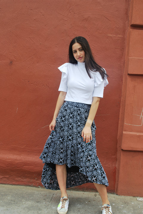 Eyelet high low skirt
