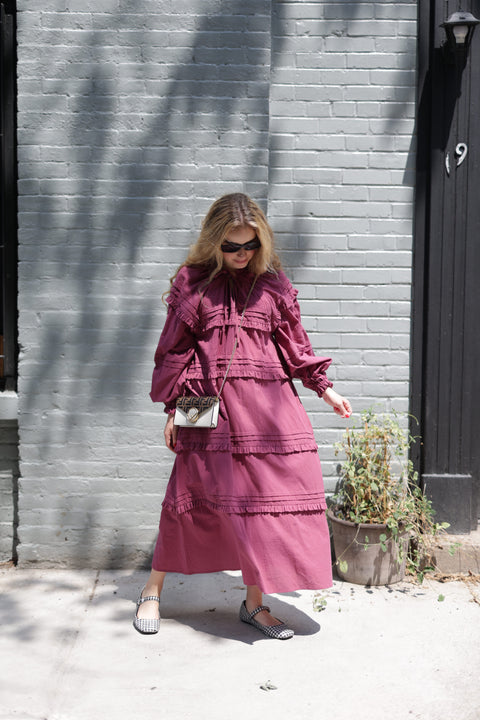 Fall to the T dress in raspberry