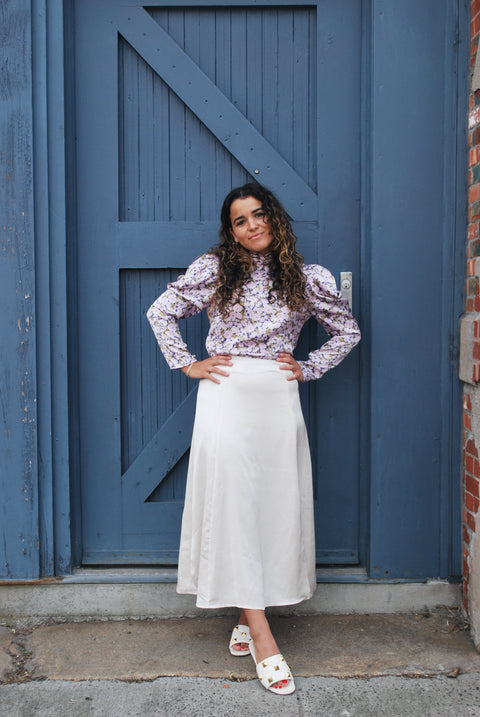 Champagne slit slip skirt