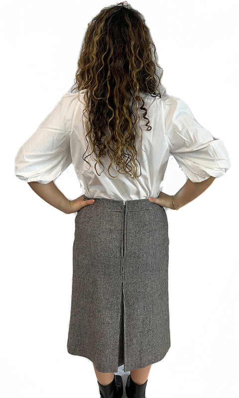 Celine Houndstooth Wool Skirt