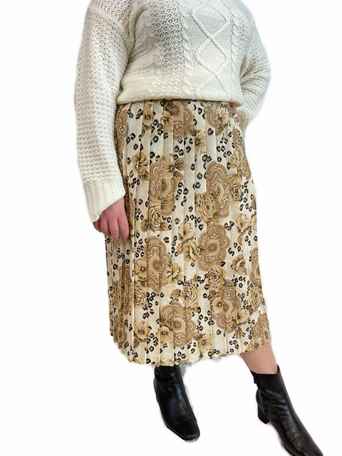 Leopard & Pattern Pleat skirt