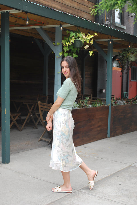 Marble greens slip skirt