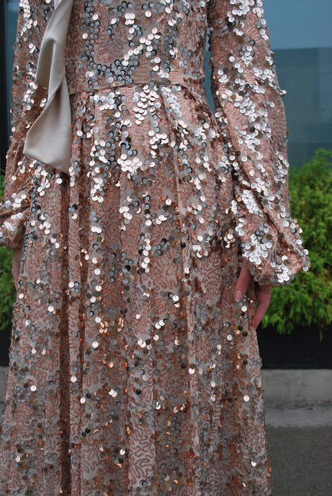 Sequin silk detail gown