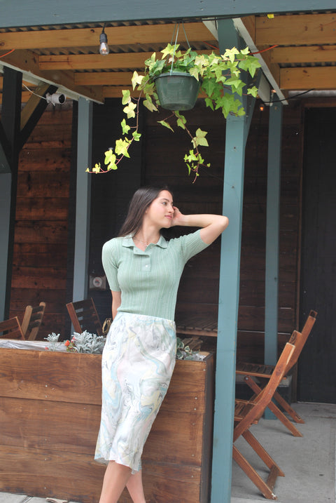 Marble greens slip skirt