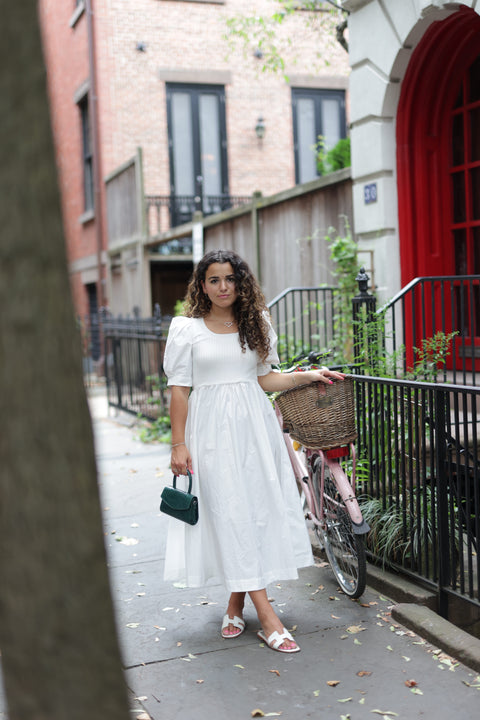 White Poplin Puff Dress
