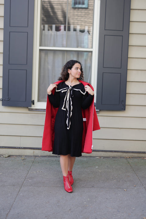 Black knit collar dress