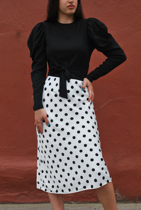 Polka dot slip skirt