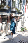 Sky blue knit collar dress