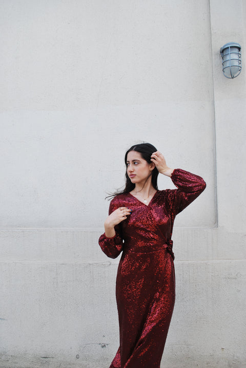 Sequin wrap party dress