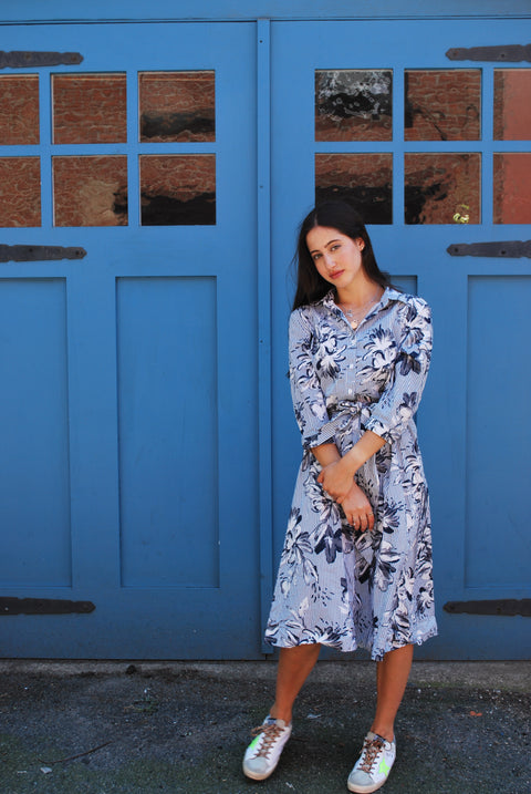 Blue floral dress