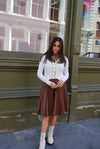 Paris pleat skirt in chocolate brown