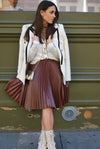 Paris pleat skirt in chocolate brown