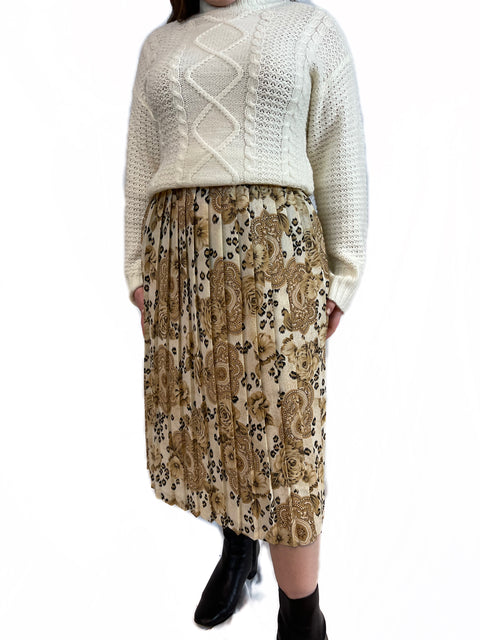 Leopard & Pattern Pleat skirt