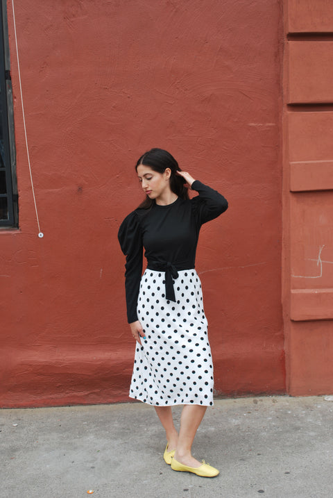 Polka dot slip skirt