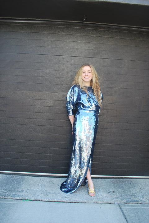 Ice blue silver sequin dress