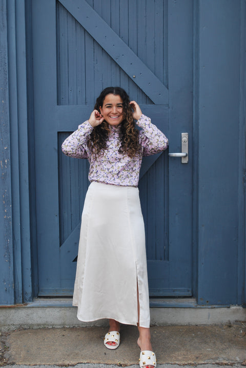 Champagne slit slip skirt