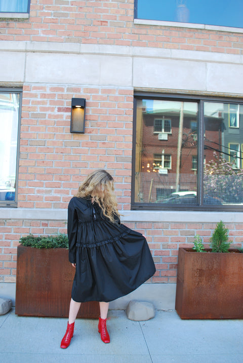 Poplin oversized tie dress