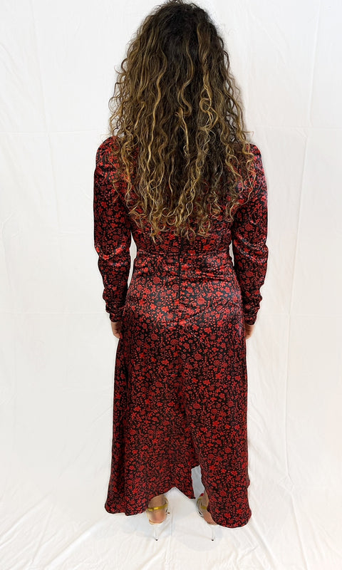 Floral Puff Satin Dress