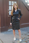 Leather rouched dress