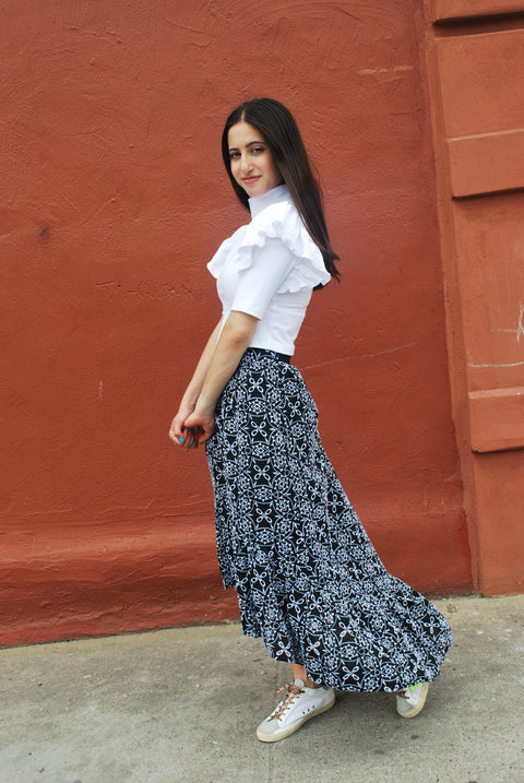 Eyelet high low skirt