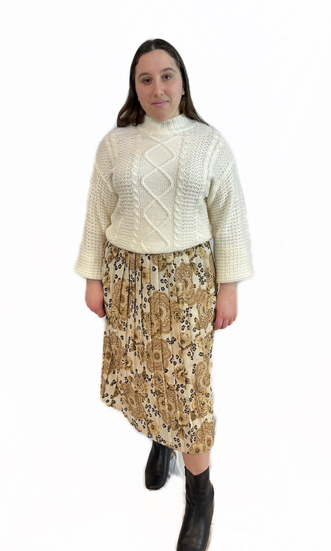 Leopard & Pattern Pleat skirt